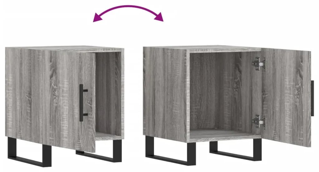 Mesa cabeceira 40x40x50 cm derivados de madeira cinzento sonoma
