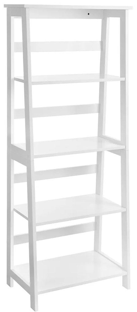 Estante escada de 4 prateleiras para sala com design prático em madeira | VASAGLE | 60 x 34.7 x 147.5 cm | branco | LLS90WT.
