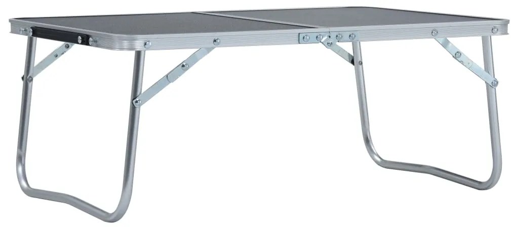 Mesa de campismo dobrável 60x40 cm alumínio cinzento