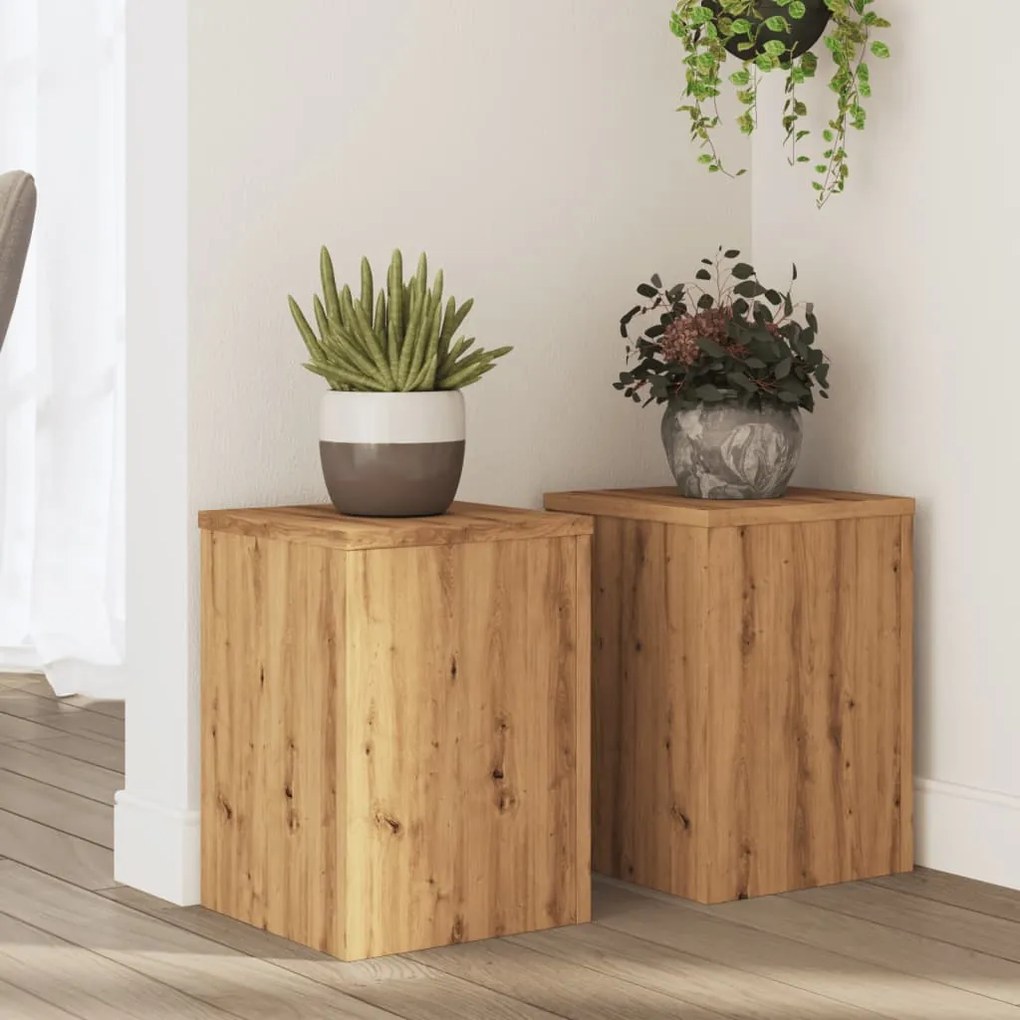 vidaXL Suportes p/ plantas 2 pcs 25x25x35 cm derivados de madeira