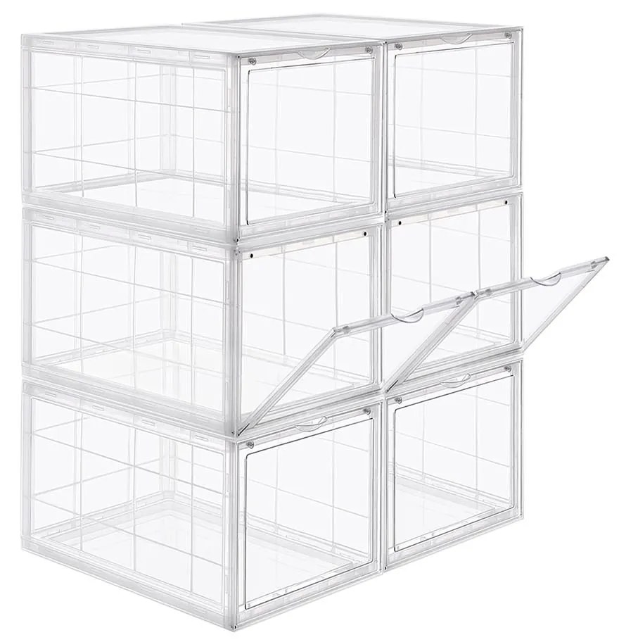Caixa plástica empilhável para sapatos com porta frontal | SONGMICS | 36 x 28 x 22 cm | branco | LSP06TP.