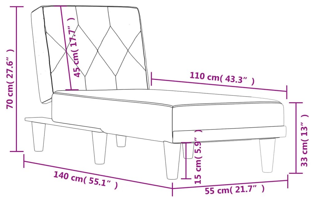 Chaise longue veludo cinzento-escuro