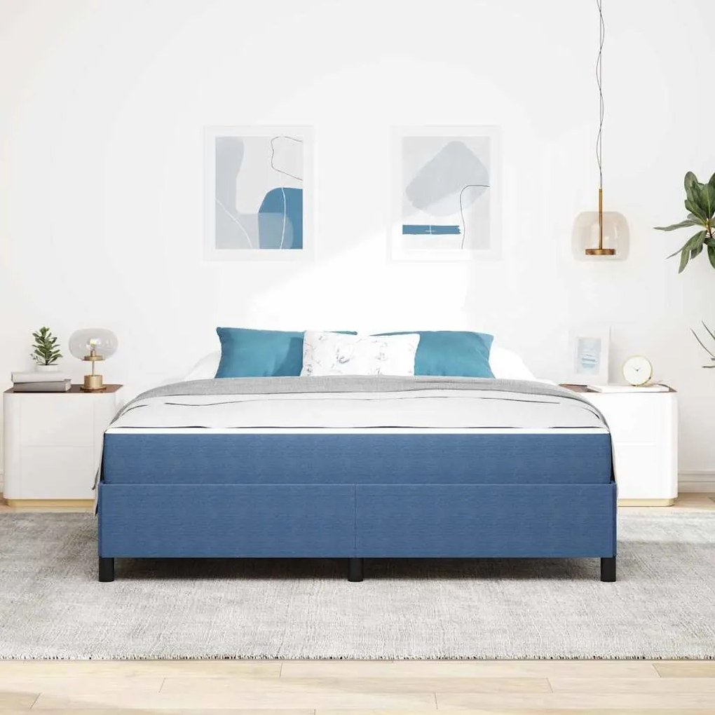 Estrutura da Cama Azul 180 x 200 cm Tecido de veludo côtelé