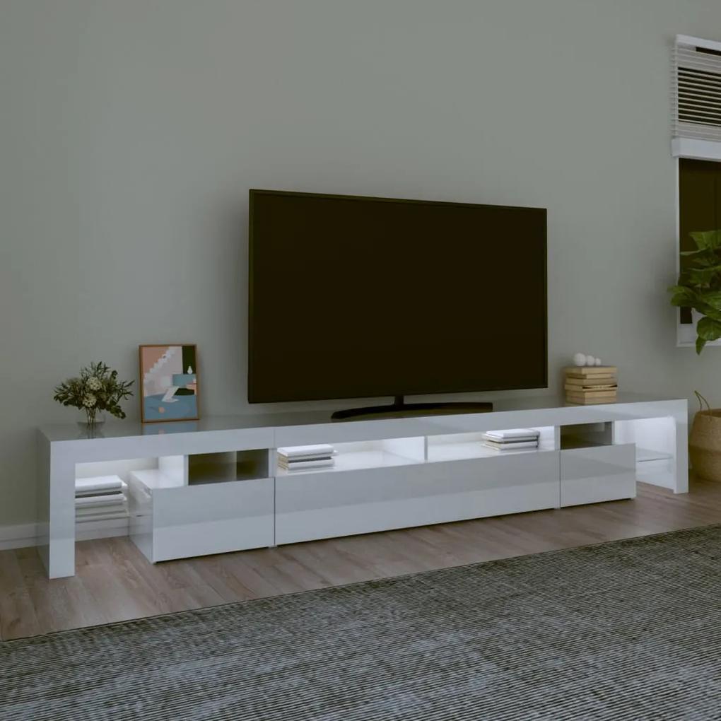 Móvel de TV com luzes LED 260x36,5x40 cm branco brilhante
