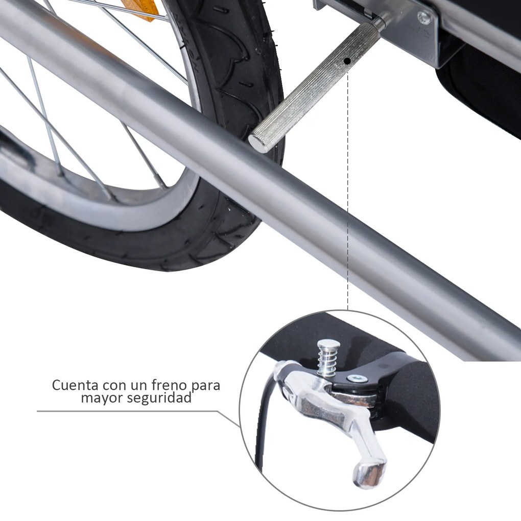 Atrelado para Bicicleta tipo Carro com Barra de Passeio para Crianças, de 2 Lugares, com Roda Dianteira Giratória a 360° e Assento Almofadado