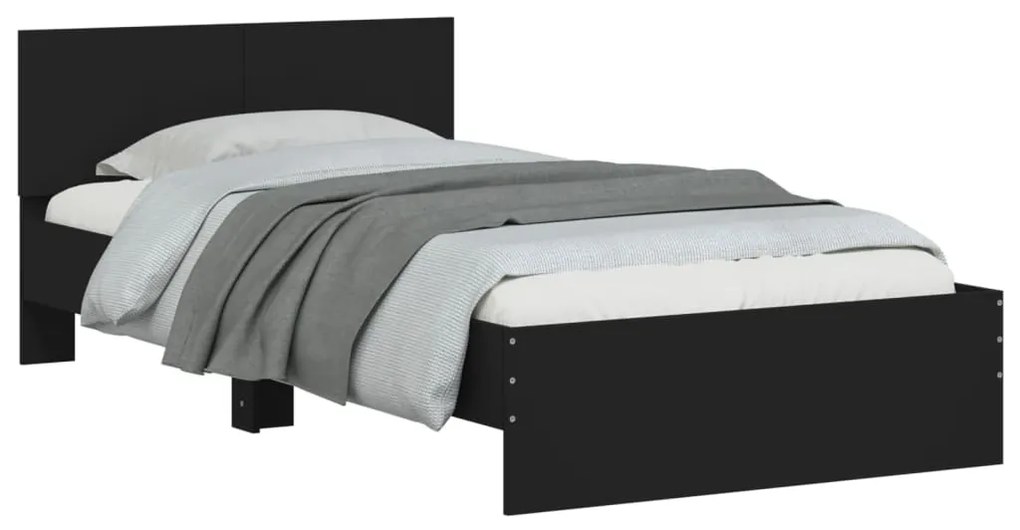 Estrutura cama c/ cabeceira 100x200 cm derivados madeira preto