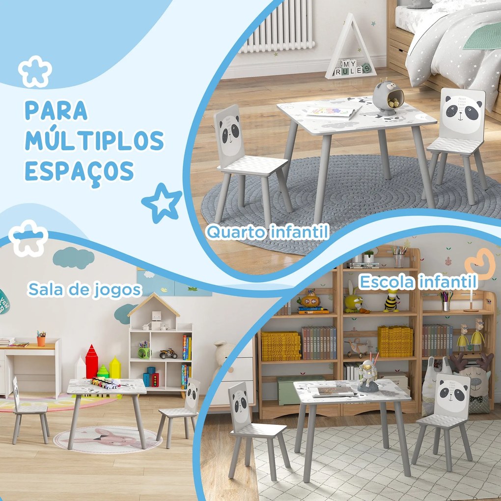 Conjunto de Mesa e Cadeiras para Crianças de 3 Peças Mesa Infantil com