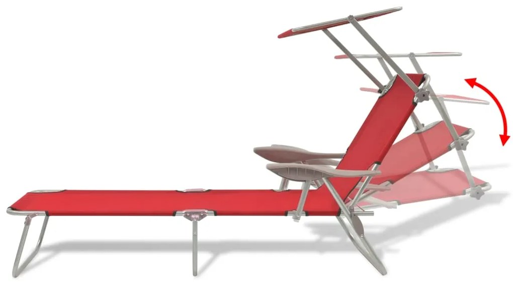 Espreguiçadeira com toldo aço vermelho