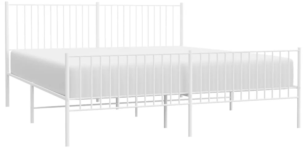 Estrutura de cama com cabeceira e pés 200x200 cm metal branco