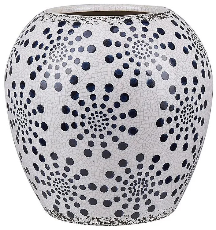 Vaso branco e azul marinho 19 cm MILETOS Beliani