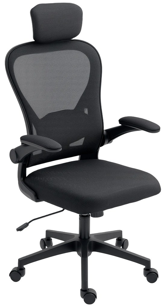 HOMCOM Cadeira de Escritório Giratória com Altura Ajustável Apoio para a Cabeça e Suporte Lombar Ajustáveis 58x63x115-125 cm Preto | Aosom Portugal