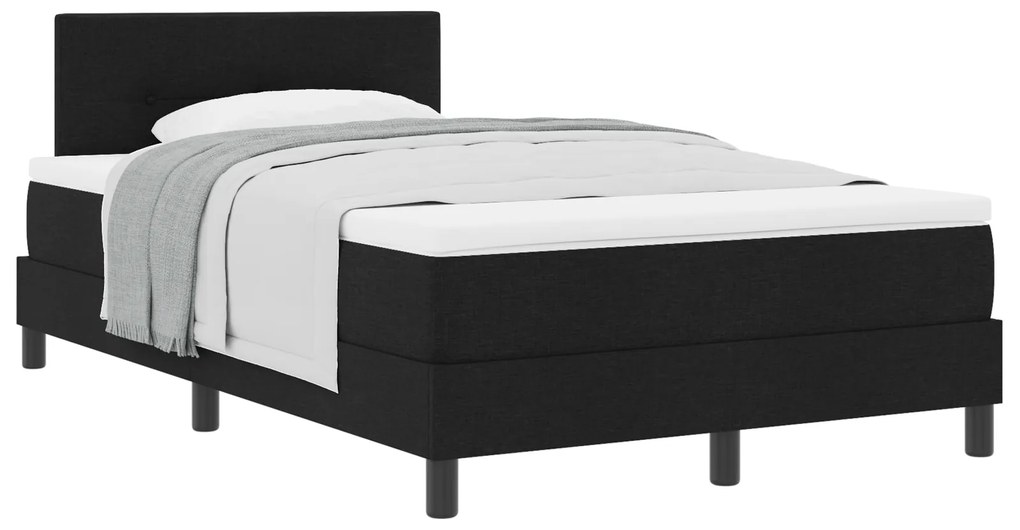 Cama Box Spring com Colchão Preta 120x200 cm Tecido
