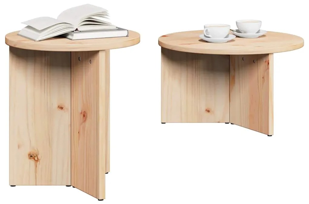 Conjunto de Mesas de Café 2 pcs Natural 49 x 49 x 28 cm