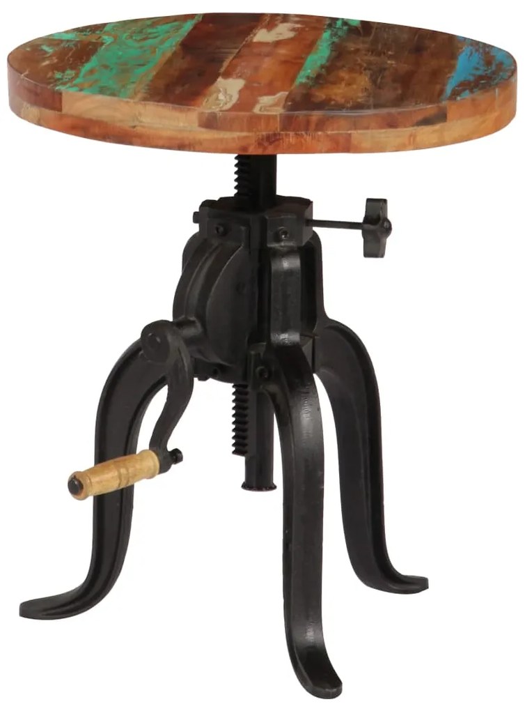 Mesa de apoio 45x (45-62) cm madeira recuperada e ferro fundido