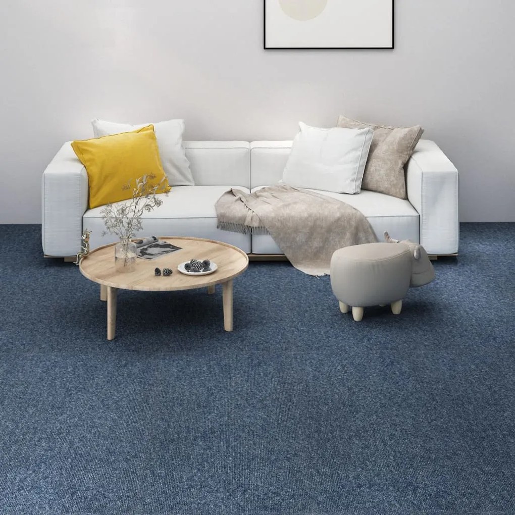 vidaXL Ladrilhos carpete para pisos 16 pcs 4 m² 25x100 cm azul