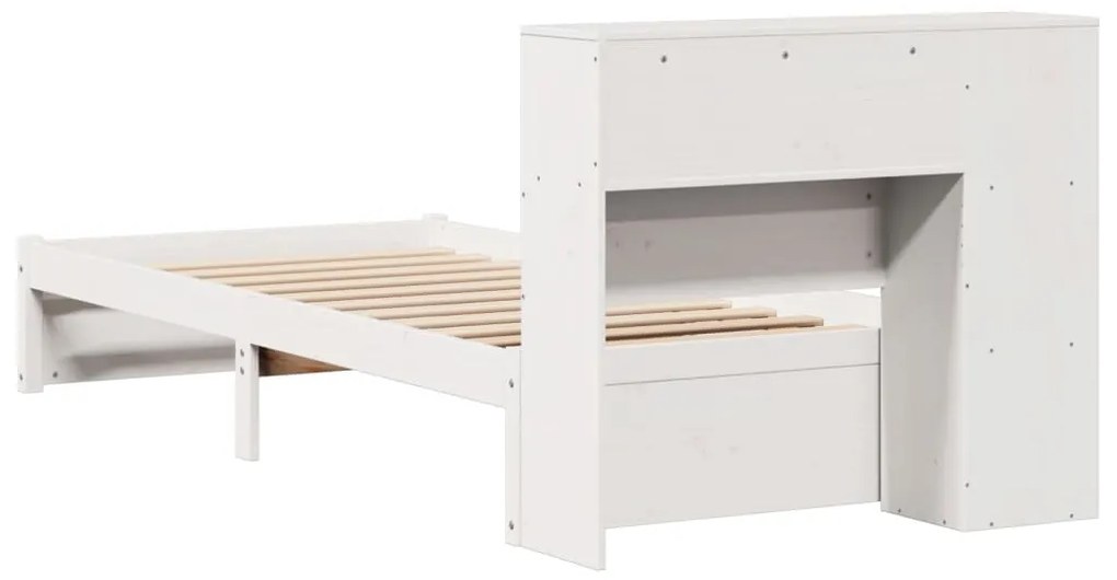 Cama com estante sem colchão 90x190 cm pinho maciço branco
