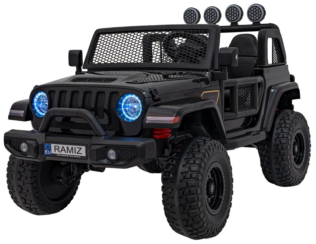 Jipe elétrico para Crianças OFF-ROAD 3.0 12V 4x4 Rodas Espuma EVA, Assento couro ecológico Preto