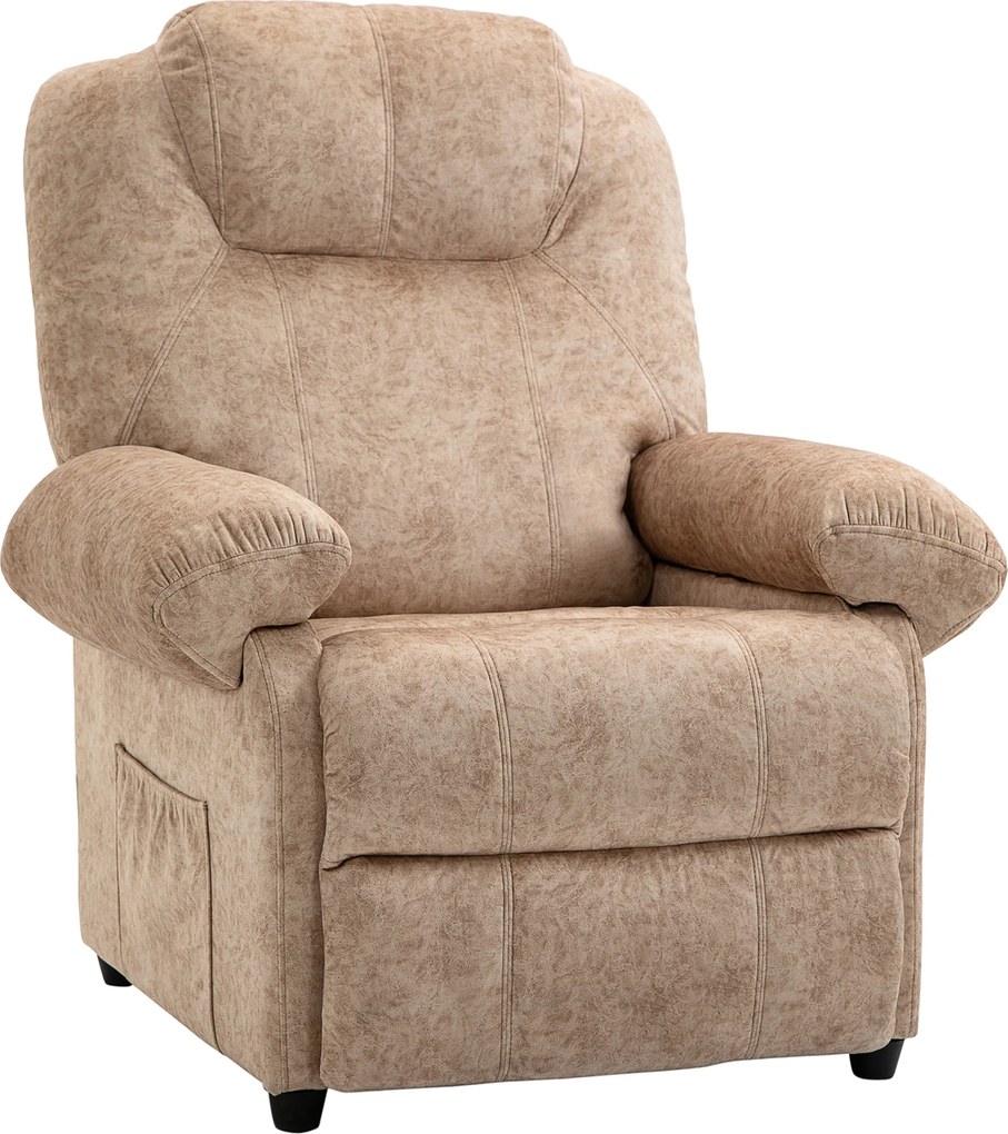 HOMCOM Poltrona Relax Reclinável Poltrona para Sala de Estar com Apoio para os Pés Retrátil Encosto Alto Bolso Lateral 88x91x108 cm | Aosom Portugal