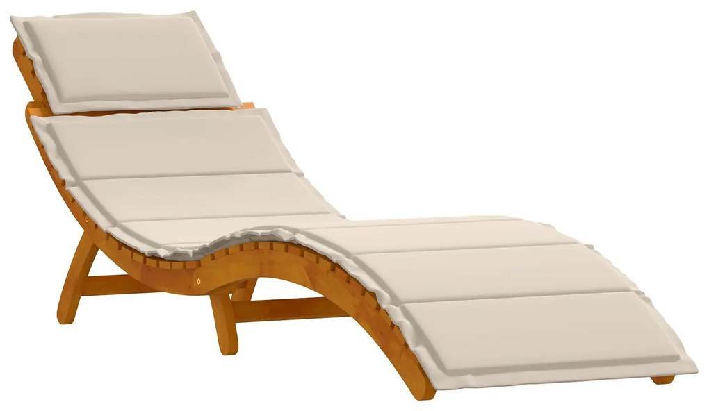 Espreguiçadeiras vidaXL com almofadas 2 pcs Branco Creme em Madeira Só