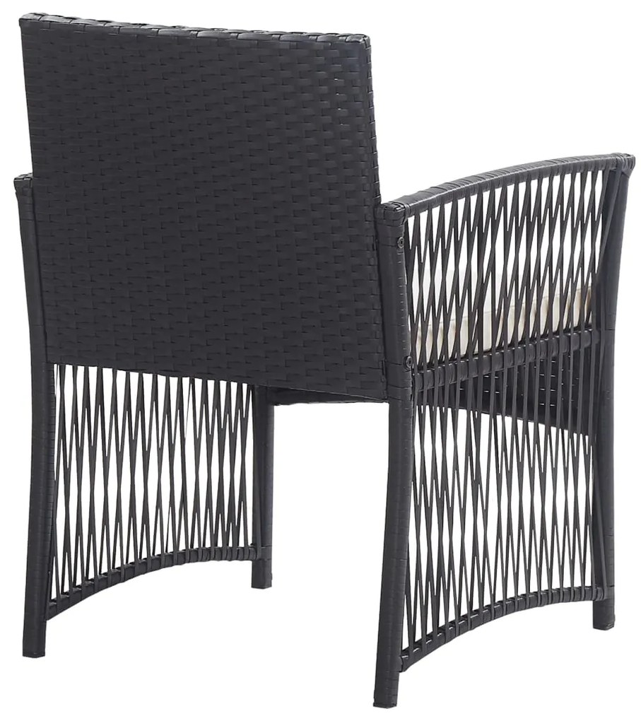 4 pcs conjunto lounge de jardim c/ almofadões vime PE preto