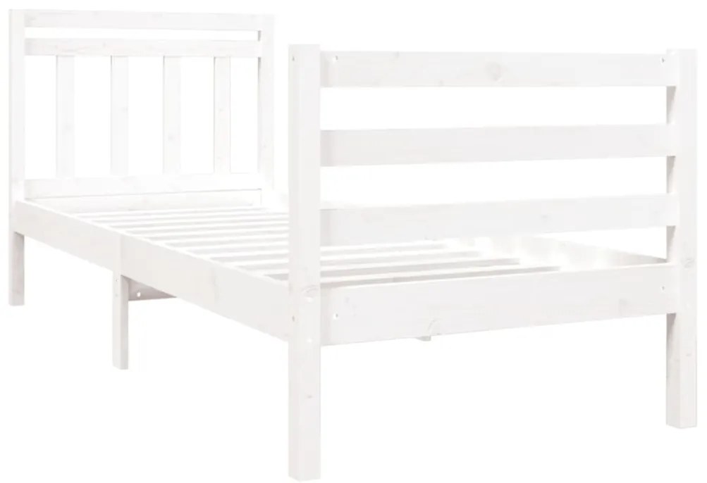 Estrutura de cama solteiro 90x190 cm madeira maciça branco