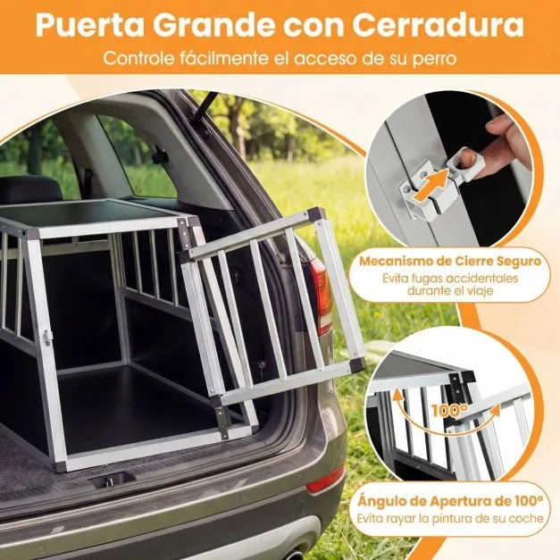 Caixa Transportadora de viagem para cães em alumínio com porta e fechadura 69,5 x 54 x 50,5 cm