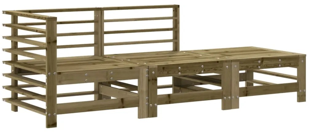 3 pcs conjunto lounge de jardim c/ almofadões pinho impregnado