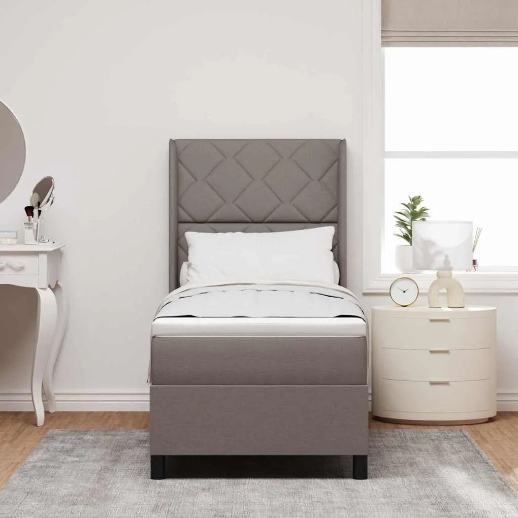 vidaXL Cama com Estrado e Colchão Taupe 80x200 cm Tecido