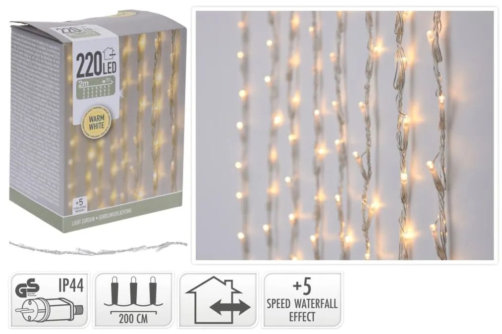 439755 Ambiance Cortina de iluminação com 220 luzes LED