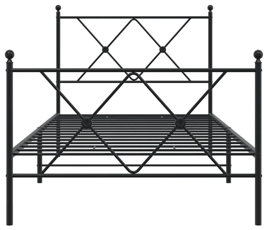 Estrutura de cama com cabeceira e pés 90x200 cm metal preto