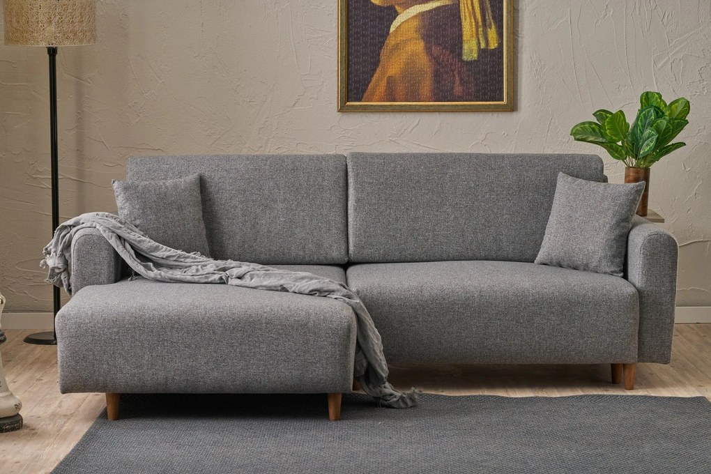 Sofá-Cama de Canto Mane – Cinzento – 246x85x160 cm