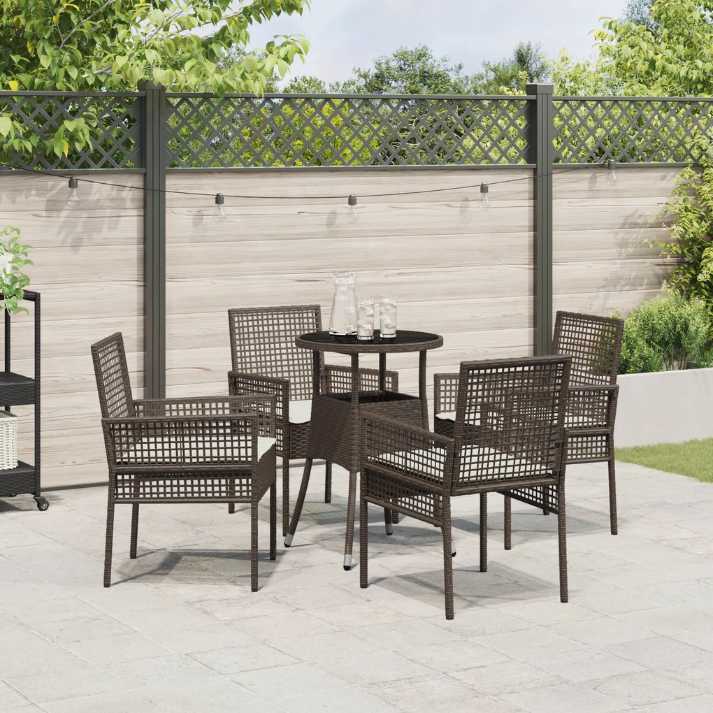 Conjunto de Jantar 5 Peças Jardim Castanho Polirattan