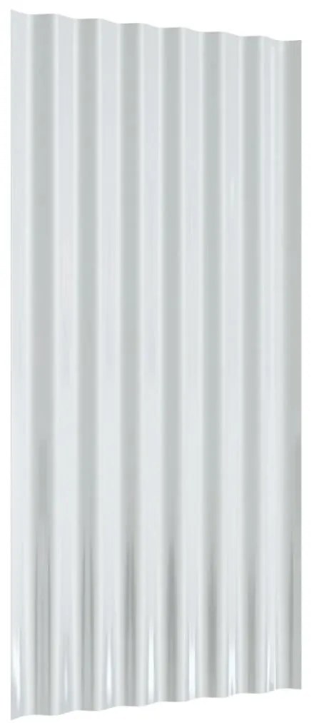 Painéis de telhado 12 pcs 80x36 cm aço revestido a pó cinzento