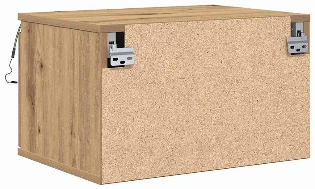 Mesa de cabeceira vidaXL com LED em Carvalho Artisan 50x36x30 cm