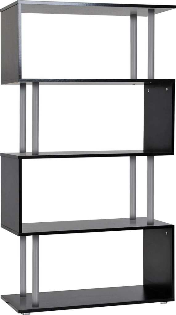 HOMCOM Estante Moderna Amplo Espaço Armazenamento 4 Prateleiras Escritório Design Elegante 80x30x145 cm Preto | Aosom Portugal