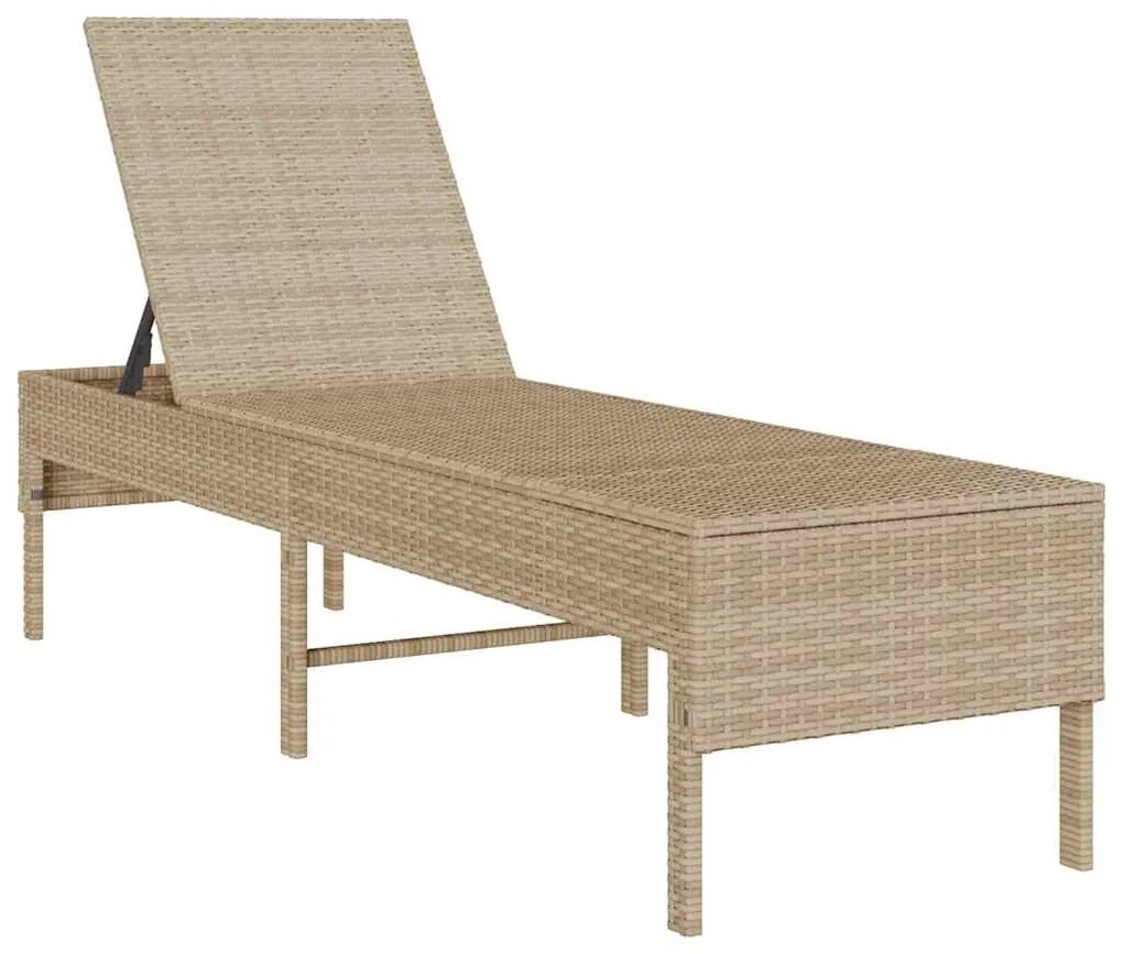 Espreguiçadeira com almofadão 55x200x44cm vime PE bege