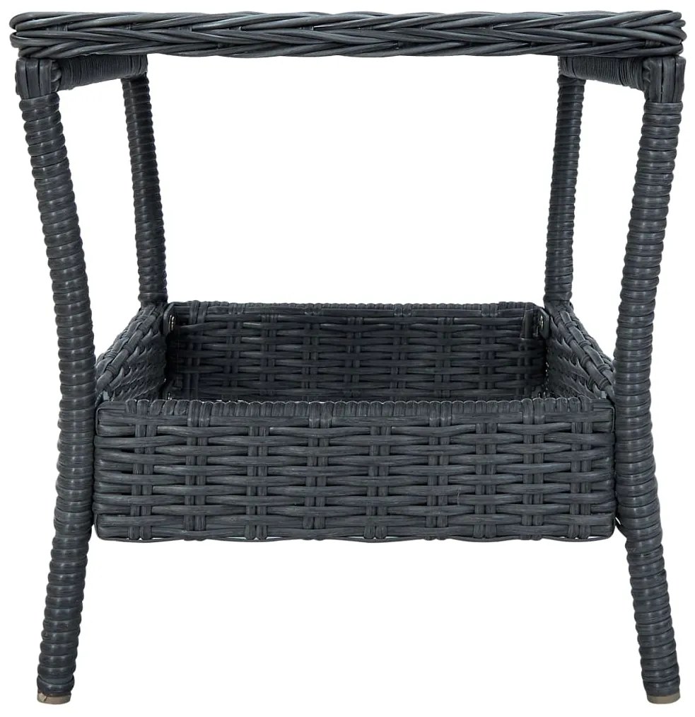 3 pcs conj. lounge jardim c/ almofadões vime PE cinzento-escuro
