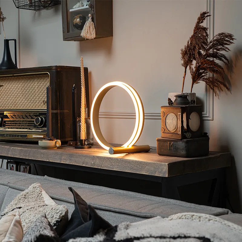 Candeeiro de mesa design latão com LED regulável em 3 níveis - Navara