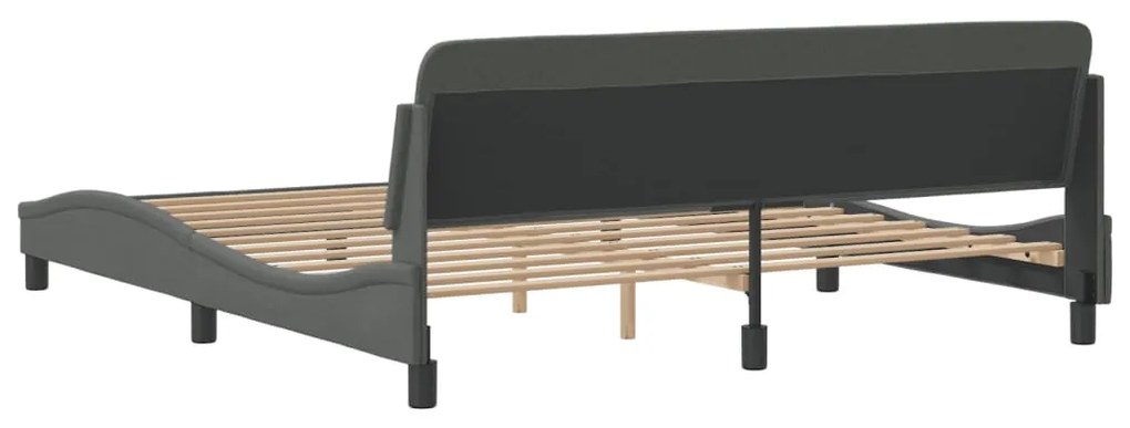 Estrutura de cama sem colchão 180x200 cm tecido cinzento-escuro
