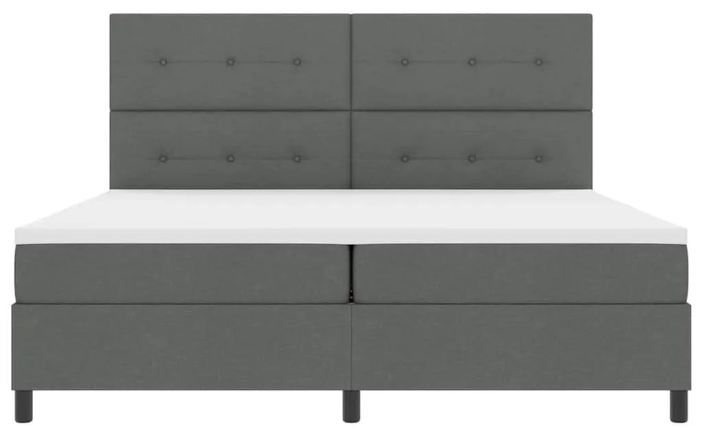 Cama Box da com Colchão Cinza Escuro 200x200 cm Tecido