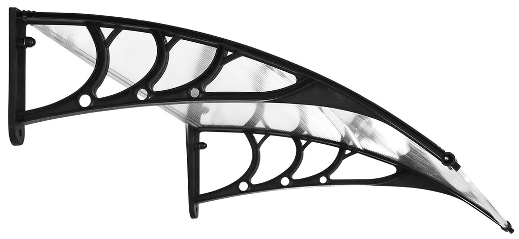 Toldo de Proteção 75x100 cm para Portas e Janelas contra Sol e Chuva com Suporte de Liga de Alumínio Transparente e Preto