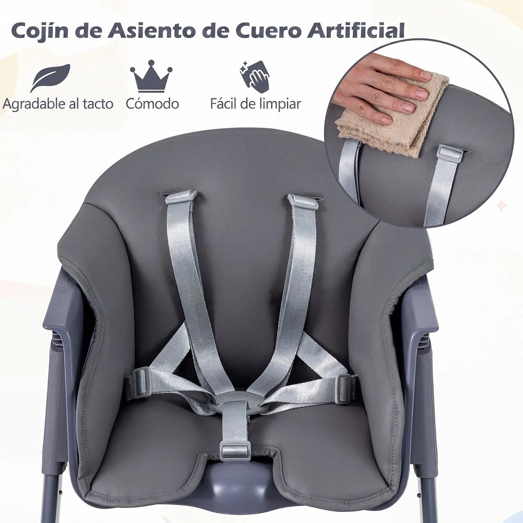 Cadeira de Refeição Infantil, 66 x 55 x 90 cm, 3 Modos de Utilização, Cinzento