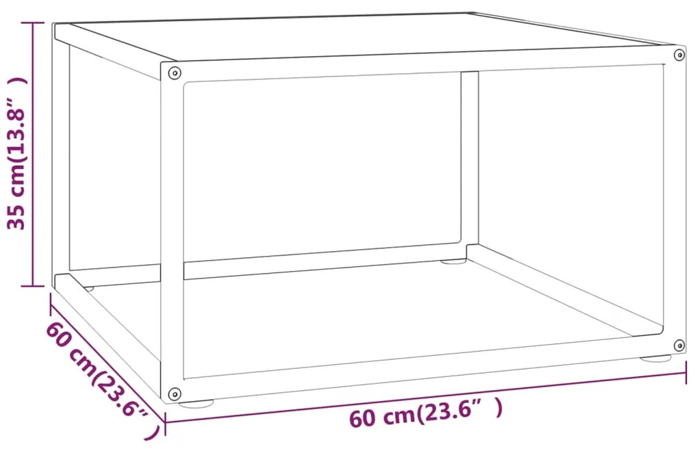 Mesa de centro 60x60x35 cm vidro mármore branco
