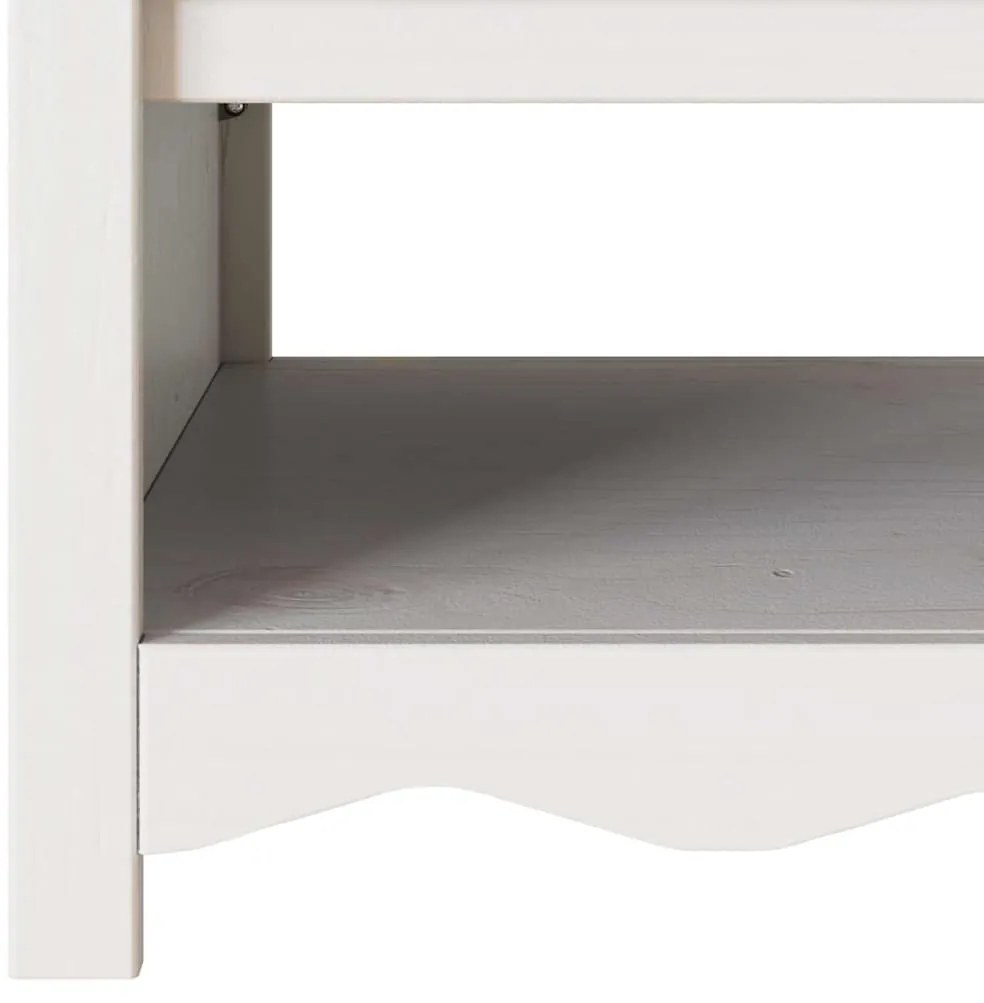 Mesa de Centro vidaXL "DRAMMEN" Branca 99x55x45 cm Madeira Sólida de P