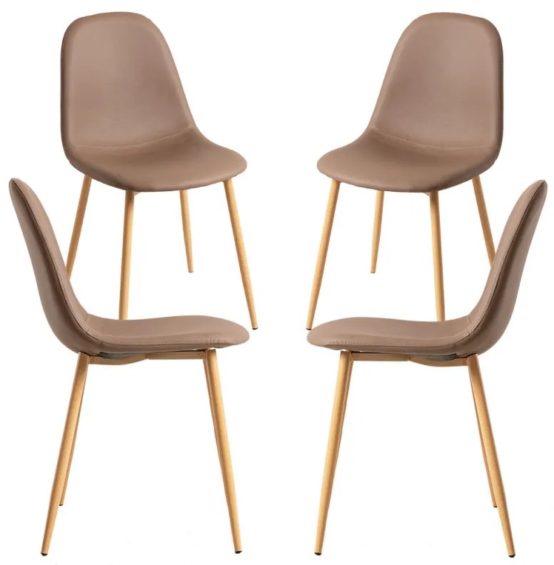 Pack 4 Cadeiras Teok Couro Sintético - Beige