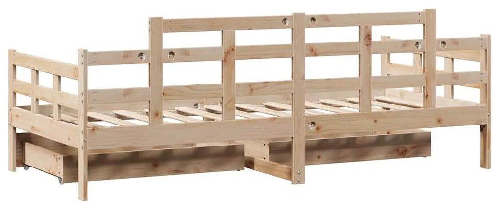 Sofá-cama com gavetas 90x190 cm madeira de pinho maciça