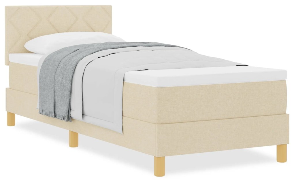 Cama Box Spring com Colchão Creme 80x200 cm Tecido