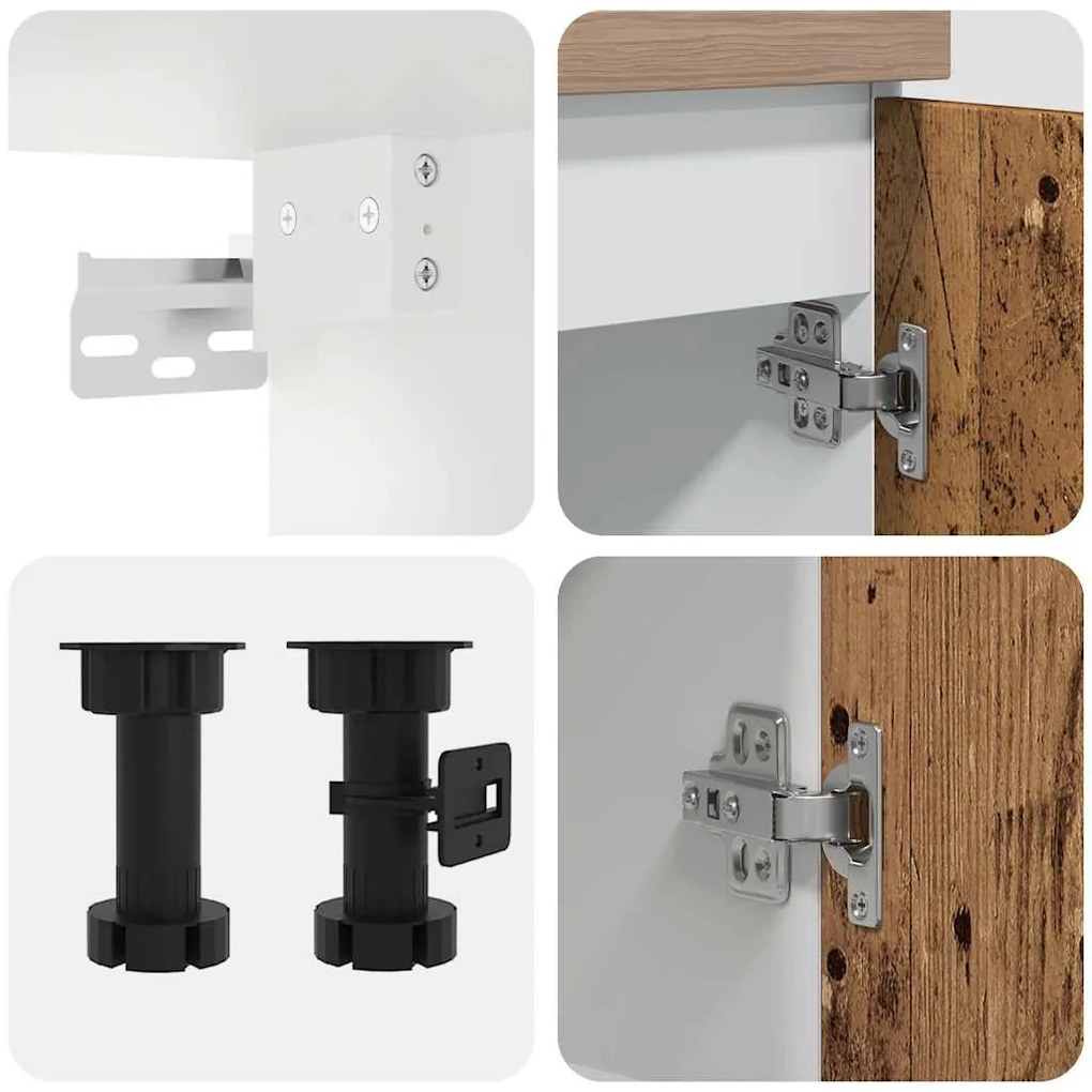 4 pcs armário de cozinha conjunto deriv. madeira madeira velha