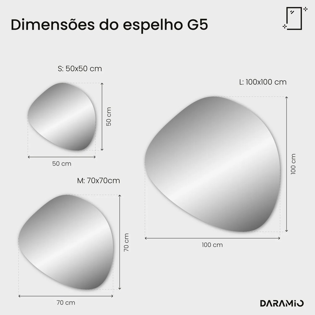Espelho com luz em forma de seixo G5