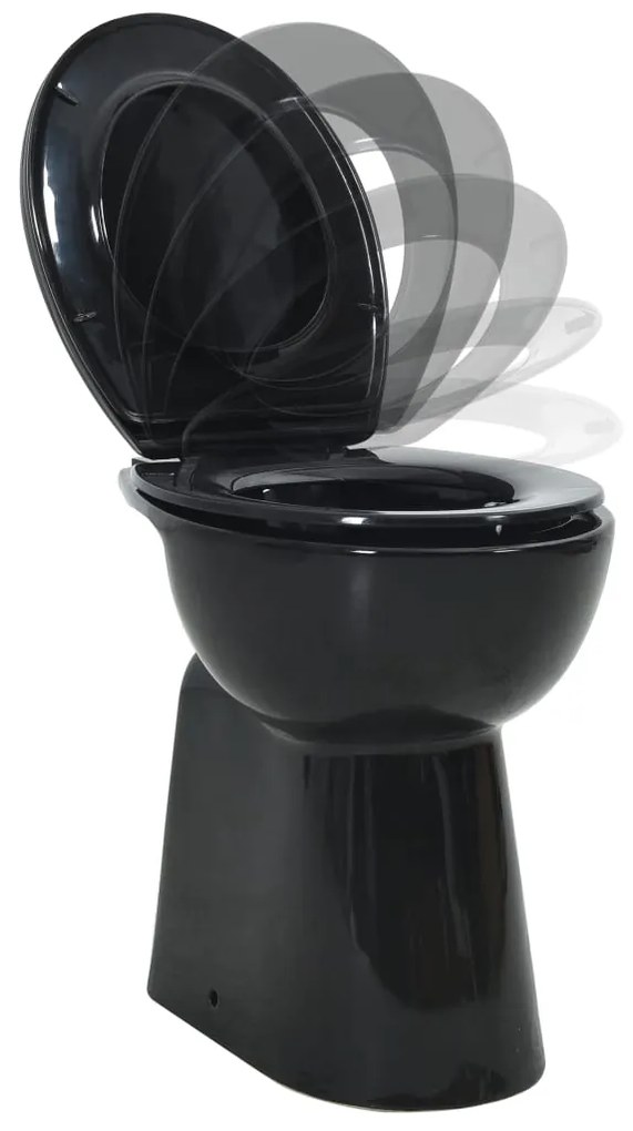 Sanita sem rebordo 7 cm altura extra fecho suave cerâmica preto
